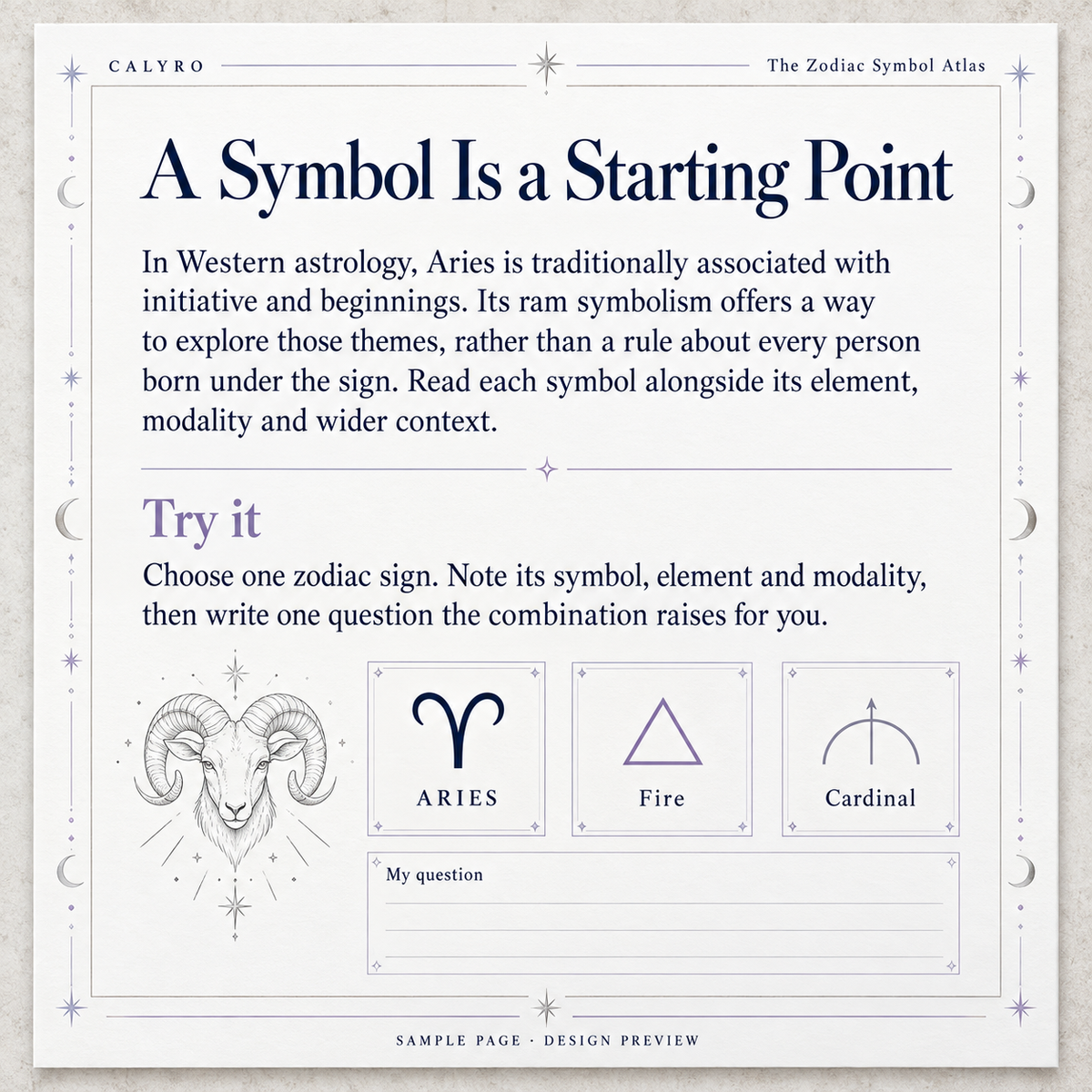 Sample page from The Zodiac Symbol Atlas: A Symbol Is a Starting Point.
